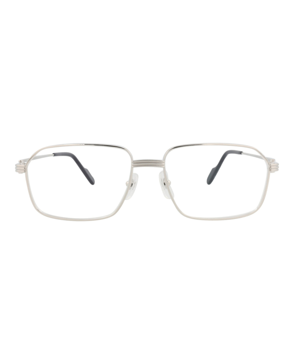 Cartier Cartier Mens Square/Rectangle Silver Silver Transparent Fashion Designer Eyewear