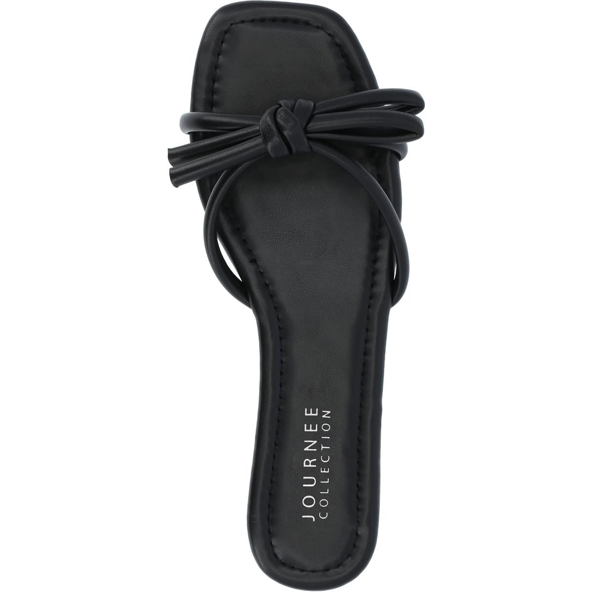 Womens Faux Leather Slip On Flatform Sandals
