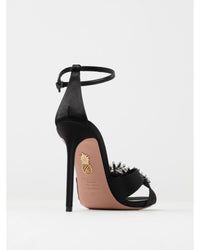 Aquazzura Christy CrystalEmbellished Satin Heels Women Black