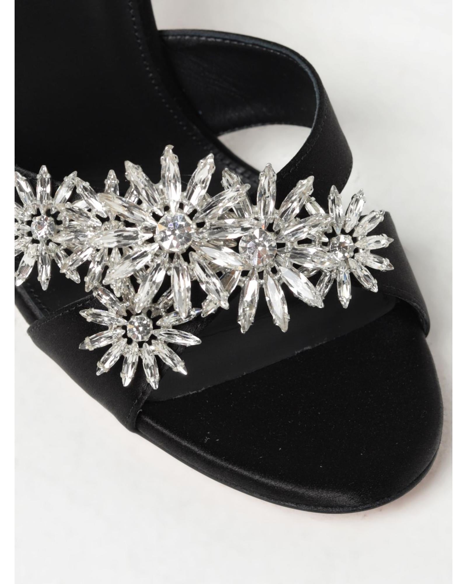 Aquazzura Christy CrystalEmbellished Satin Heels Women Black