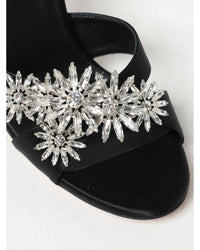 Aquazzura Christy CrystalEmbellished Satin Heels Women Black