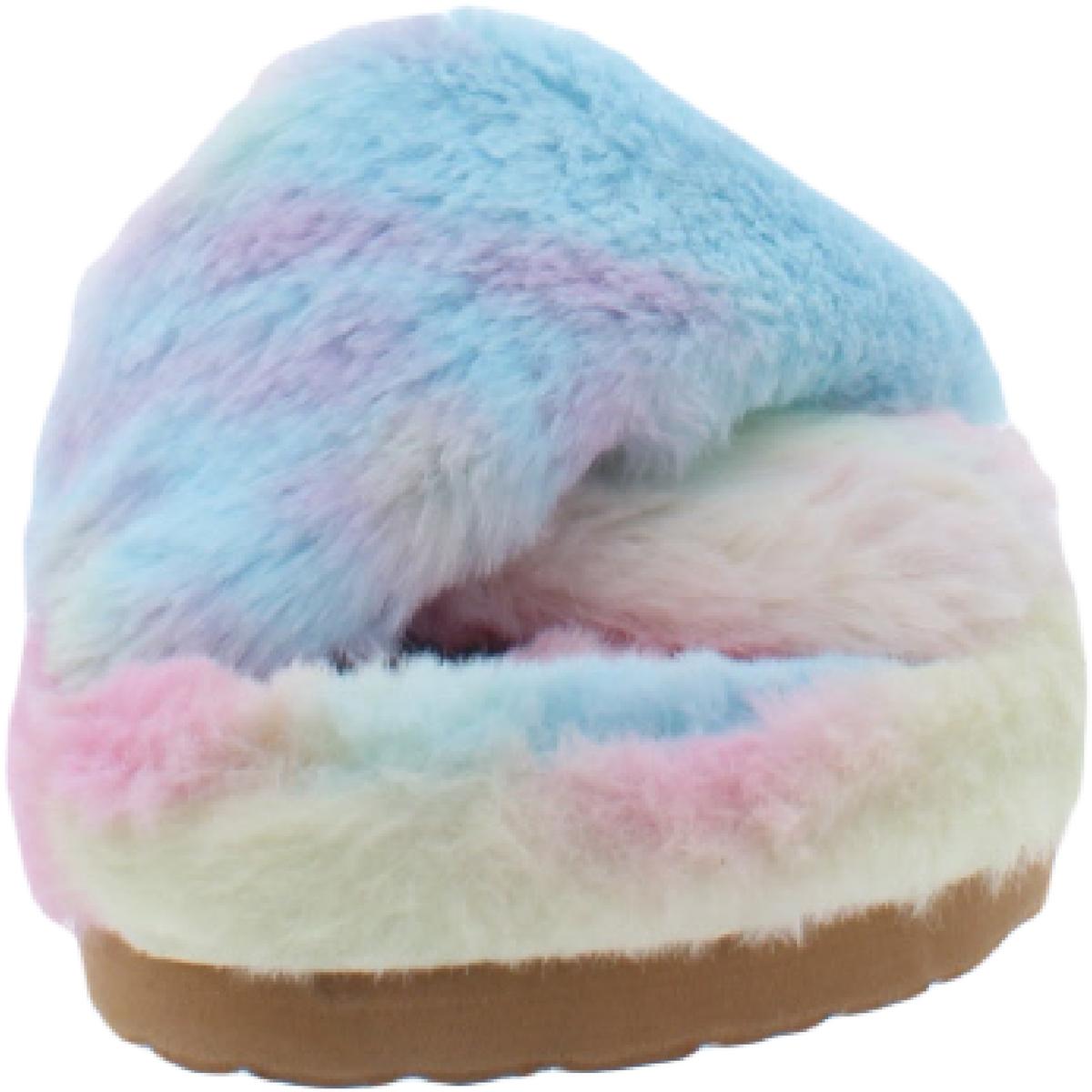 Franz Womens Slip On Faux Fur Slide Slippers