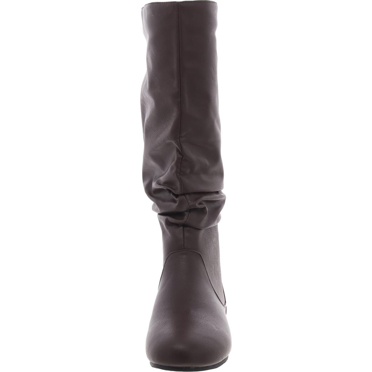 Womens Laceless Faux Leather Knee-High Boots