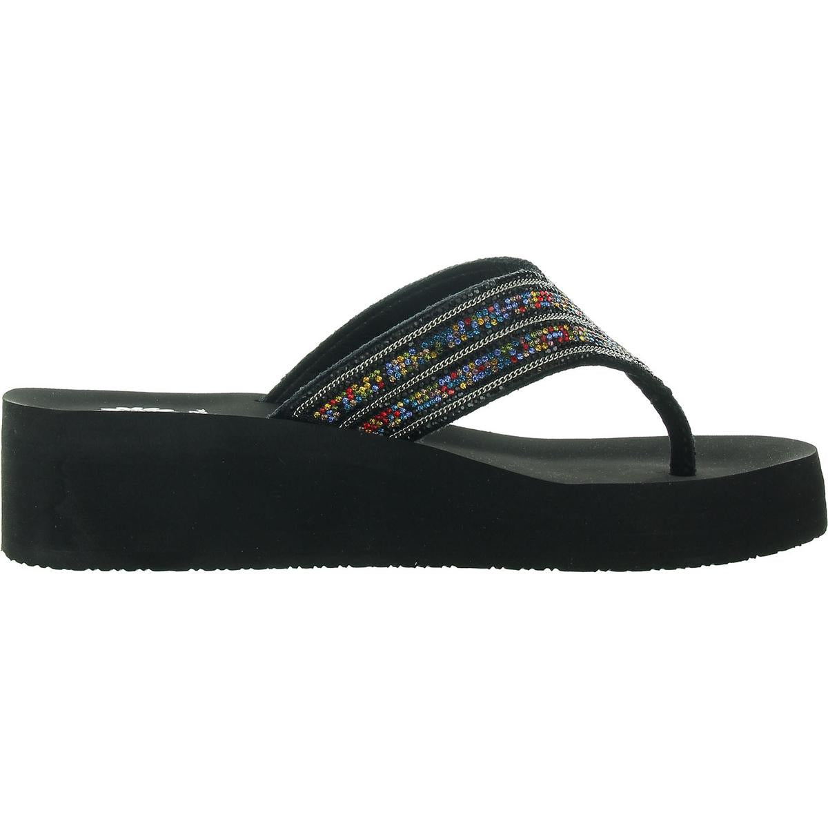 Womens Embellished Suede Wedge Sandals