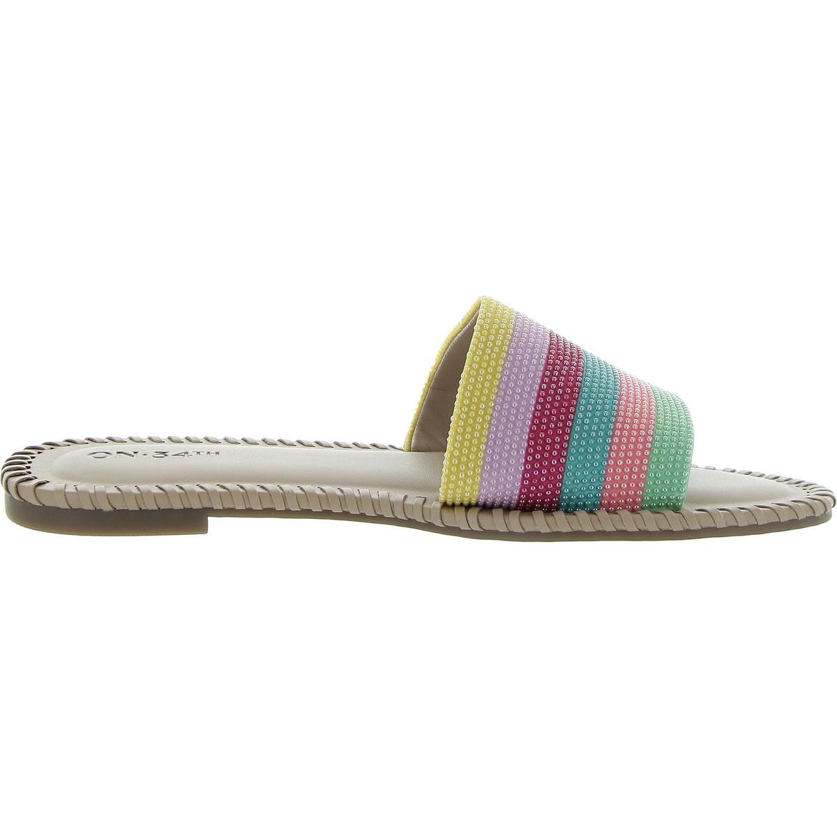 Mavise Beaded Flat  Womens Beaded Striped Slide Sandals