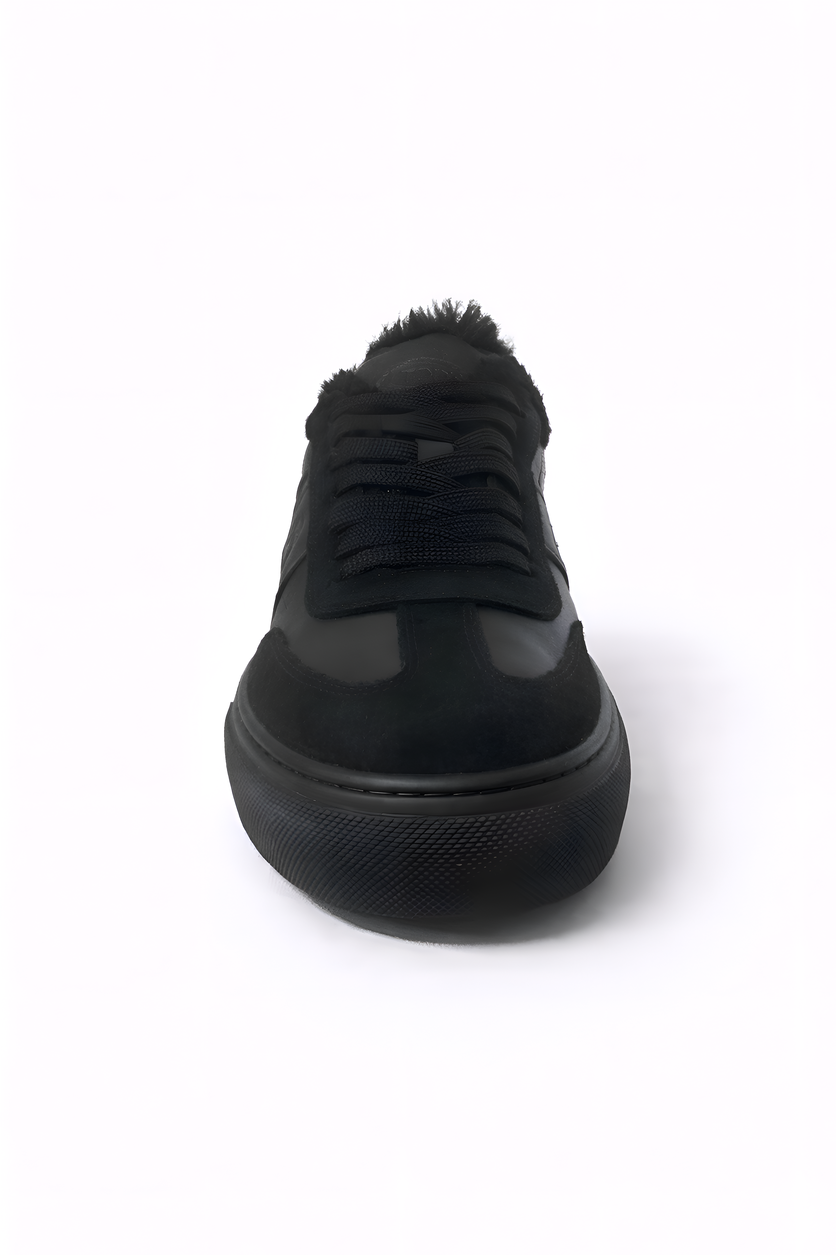 Tods Leather Suede Shearling Low-Top Sneakers