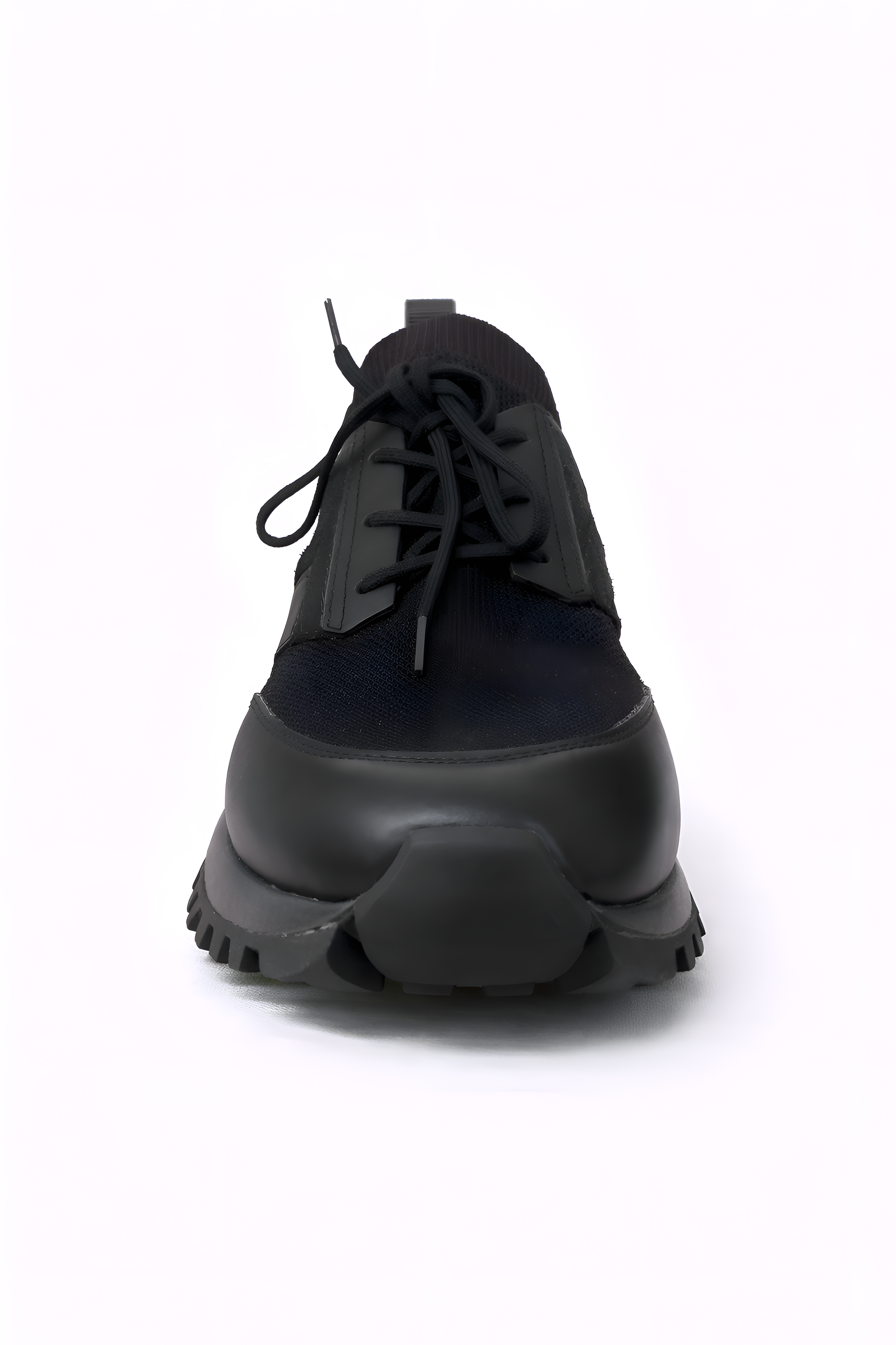 Tods Mixed-Material Lace-Up Trainers with Contrast Heel