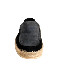 Tods Two-Tone Suede Espadrille Loafers Black and Grey