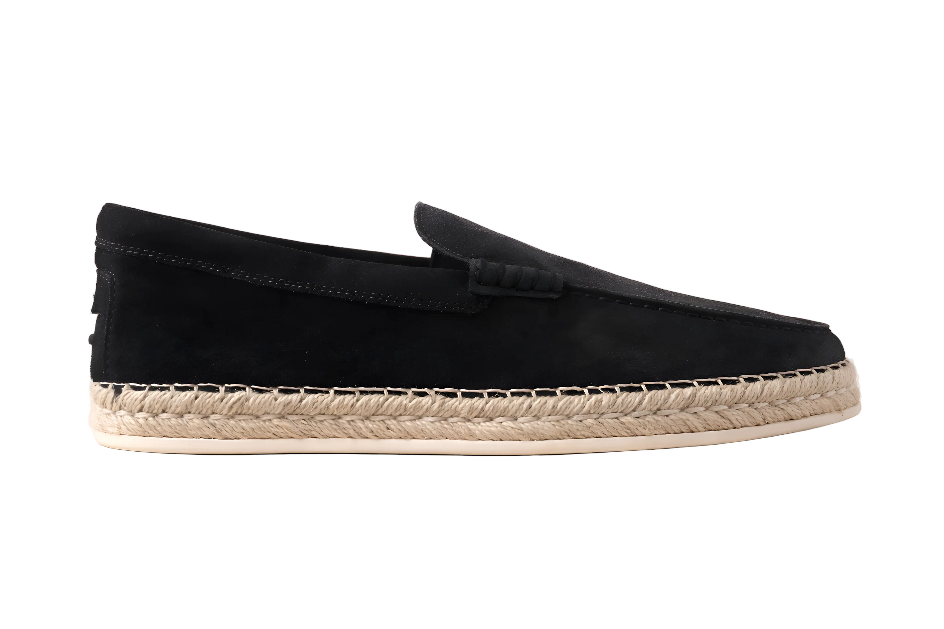 Tods Two-Tone Suede Espadrille Loafers Black and Grey