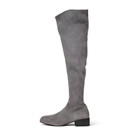 Brunello Cucinelli Womens Grey Suede Over The Knee Boots