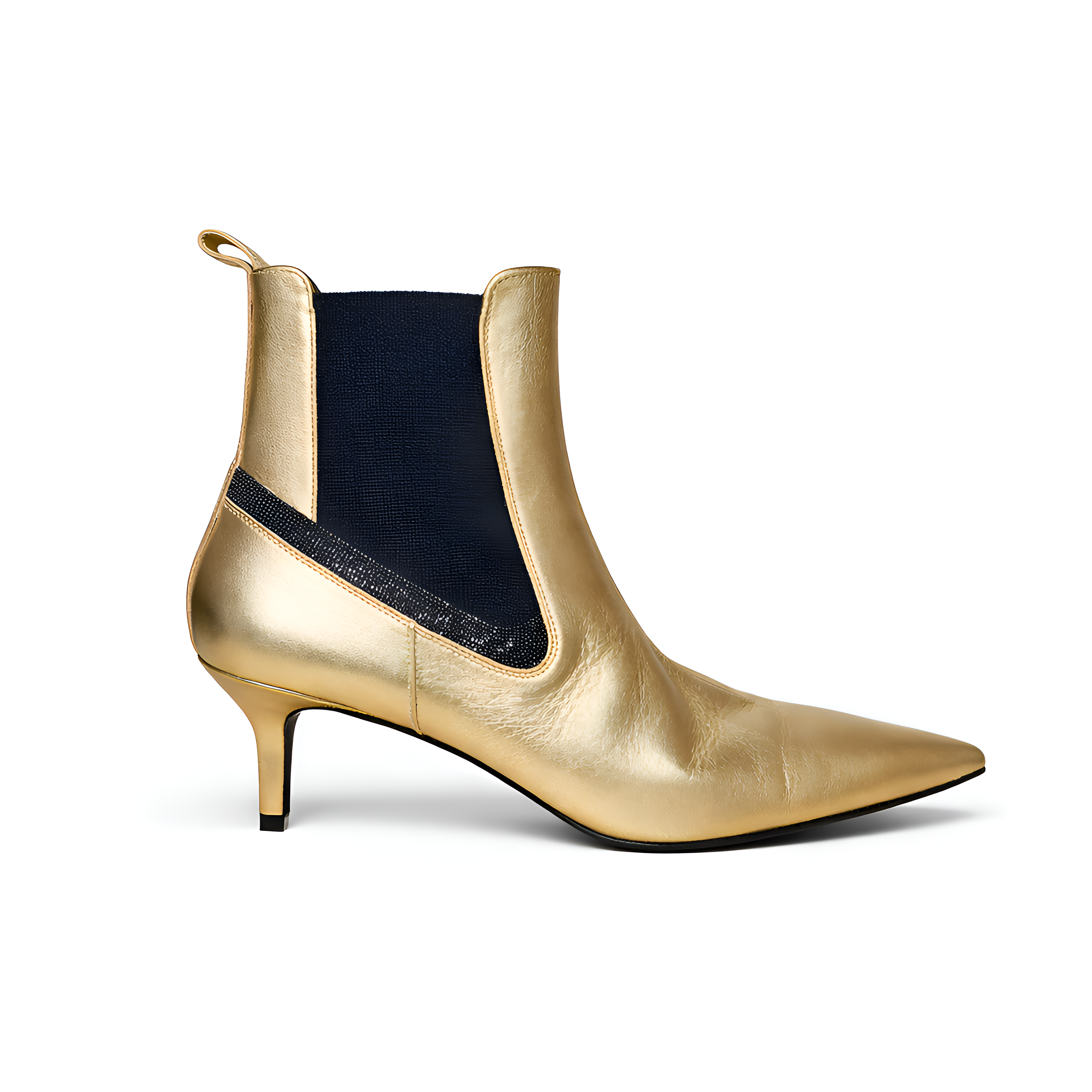 Brunello Cucinelli Womens Gold Leather Pointed Boots