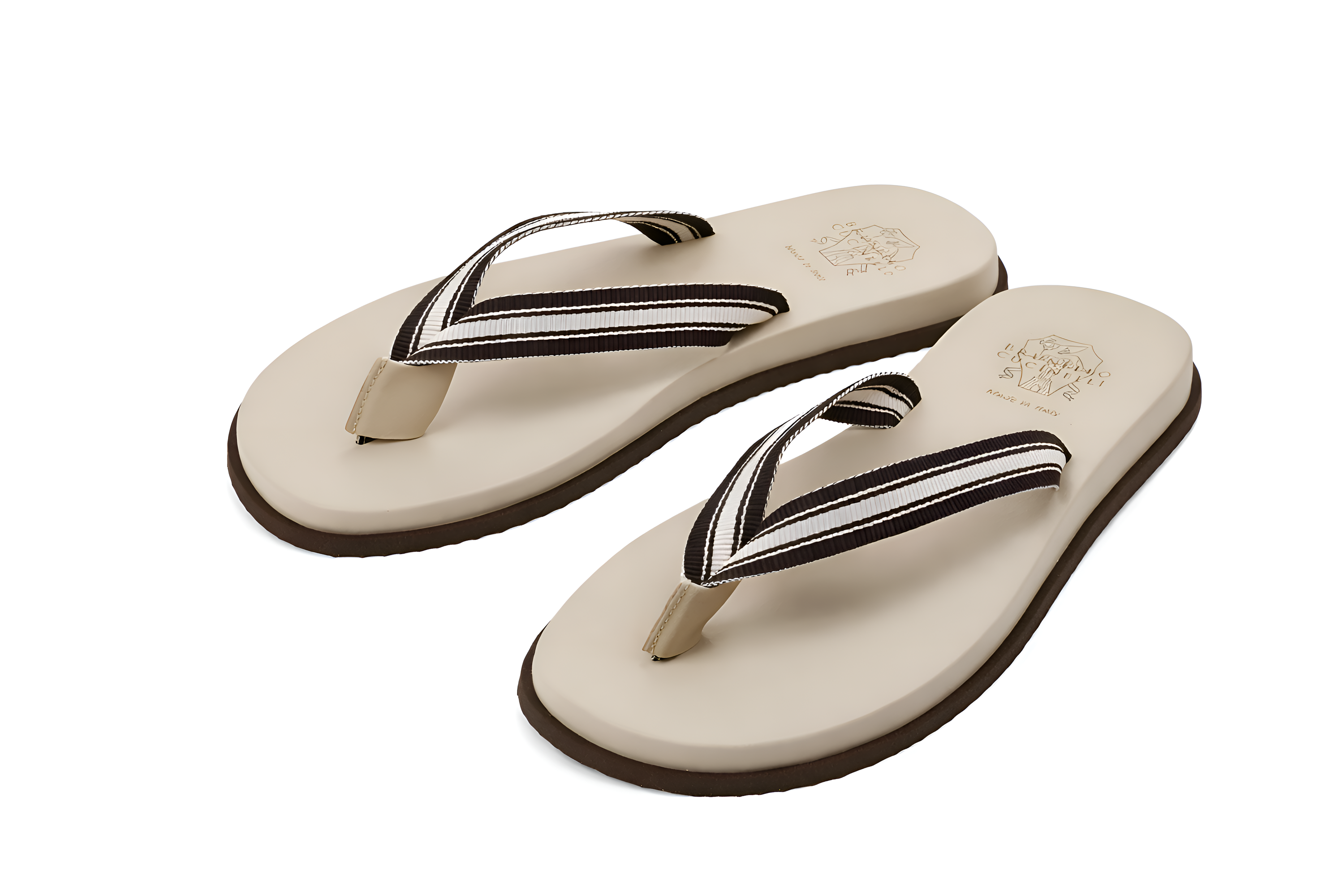 Brunello Cucinelli Mens Flip Flop Slippers In Brown