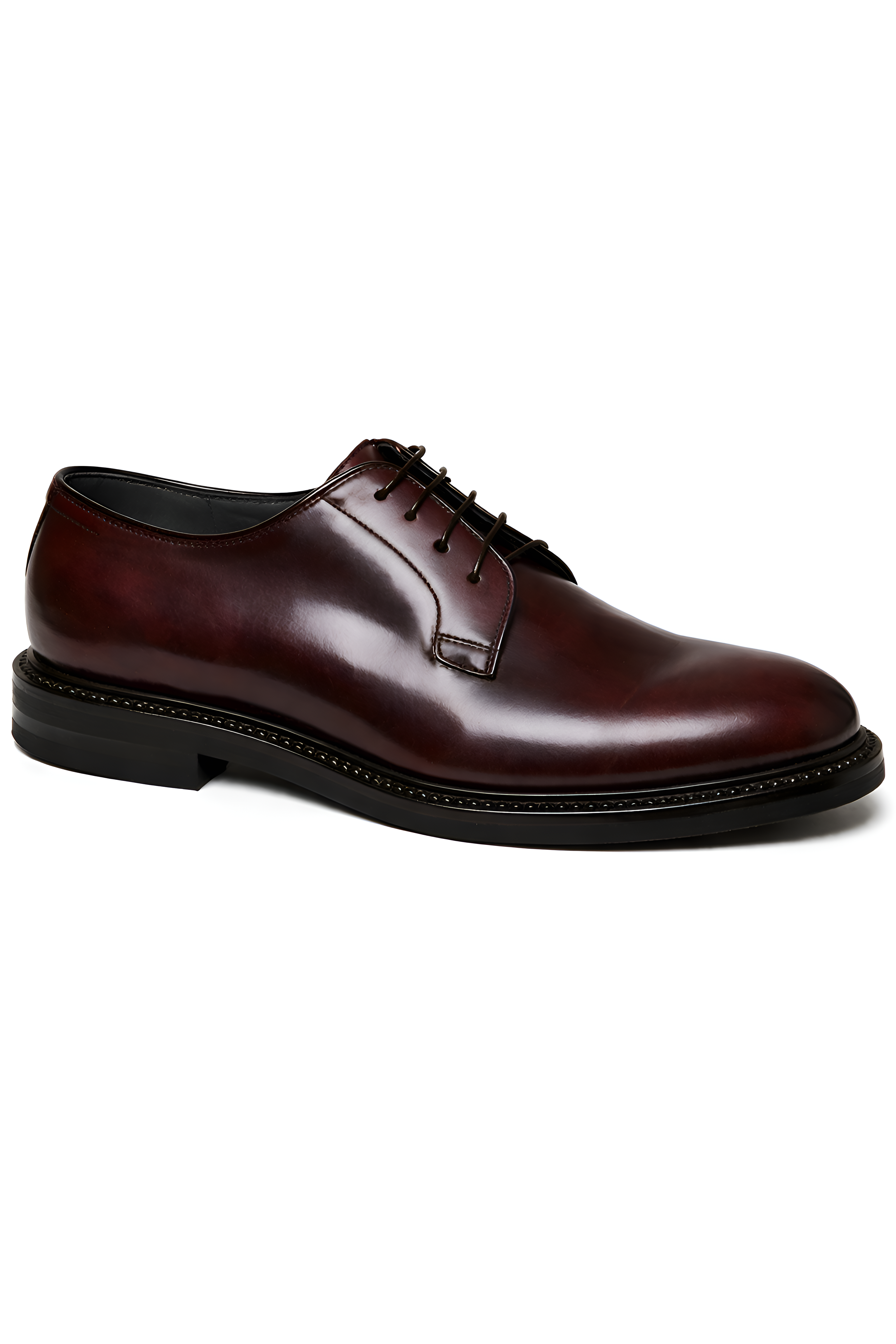 Brunello Cucinelli Mens Laced Leather Derby Shoes In Burgundy