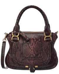 Chloé Chloé Marcie Small Snake-Embossed Leather Satchel