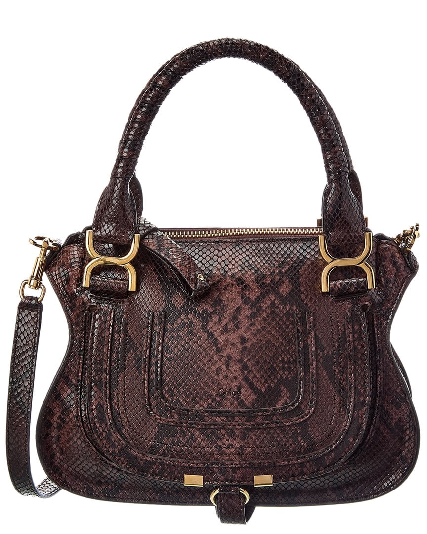 Chloé Chloé Marcie Small Snake-Embossed Leather Satchel