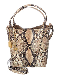 Chloé Chloé Spin Small Python-Embossed Leather Bucket Bag