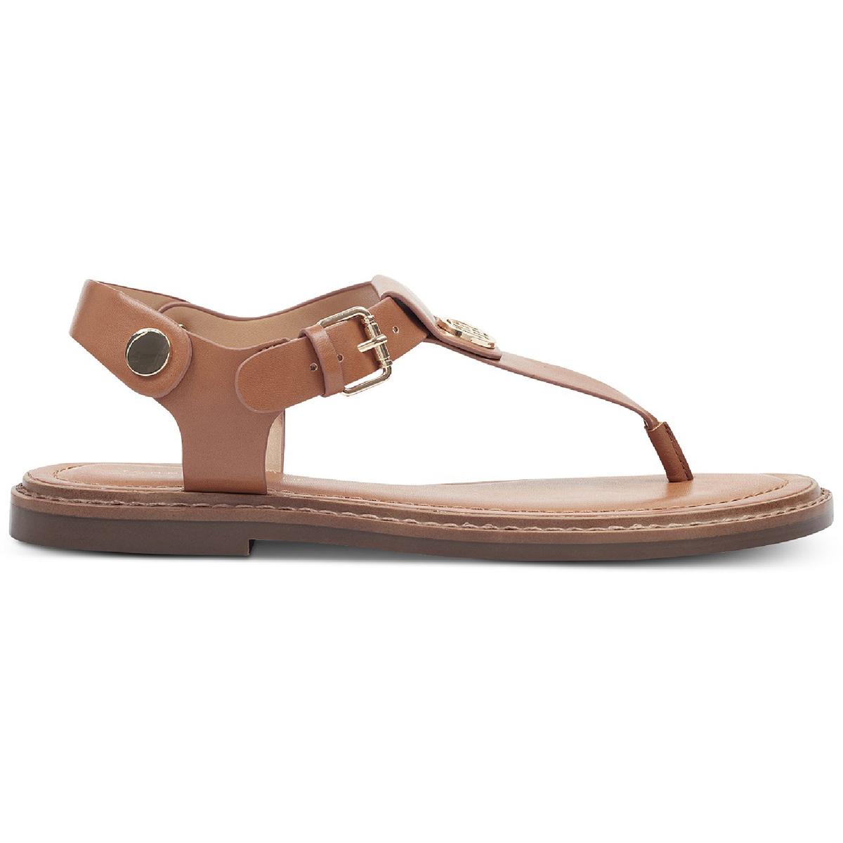 Bennia Womens Embellished Faux Leather Thong Sandals