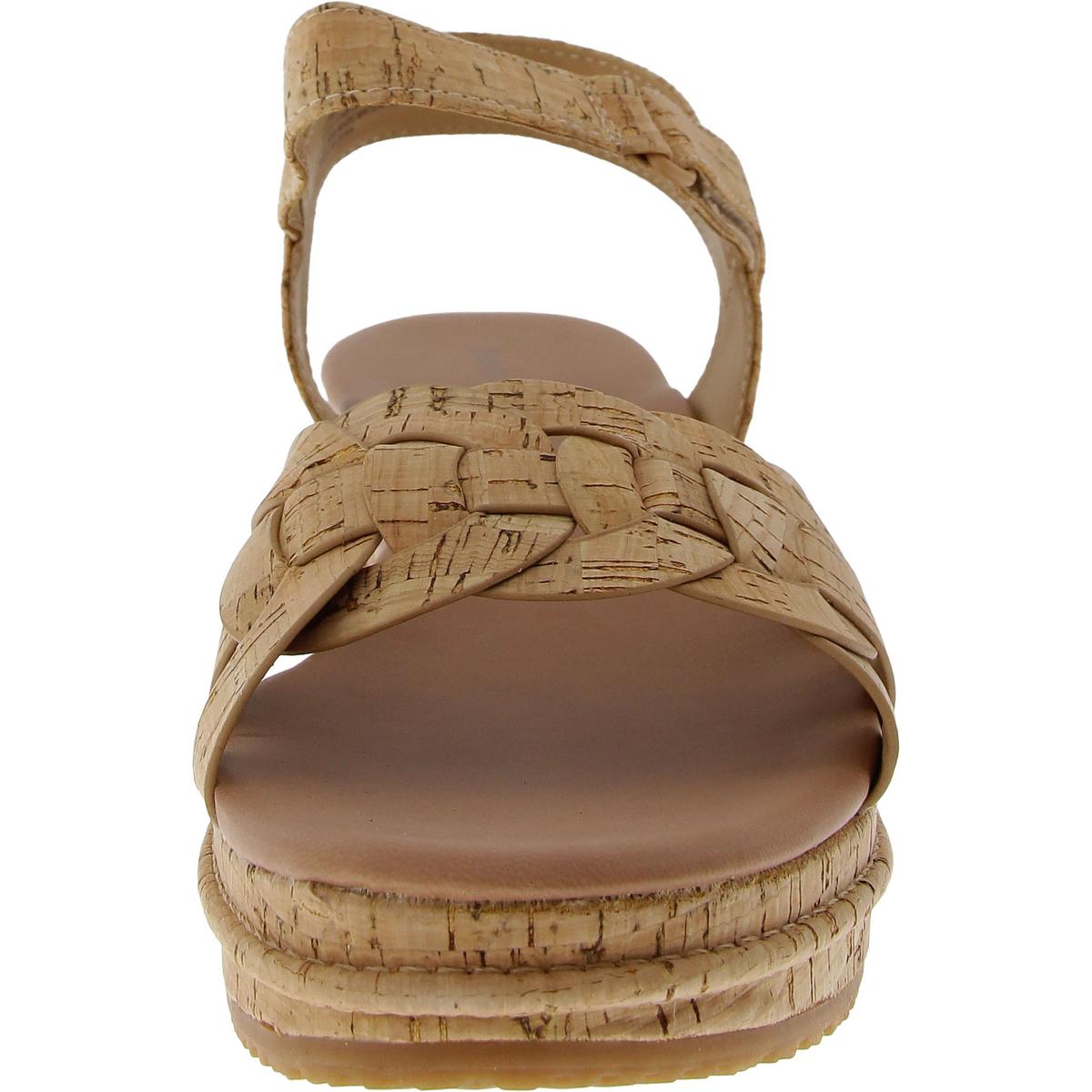 Lena Womens Cork Faux Leather Ankle Strap
