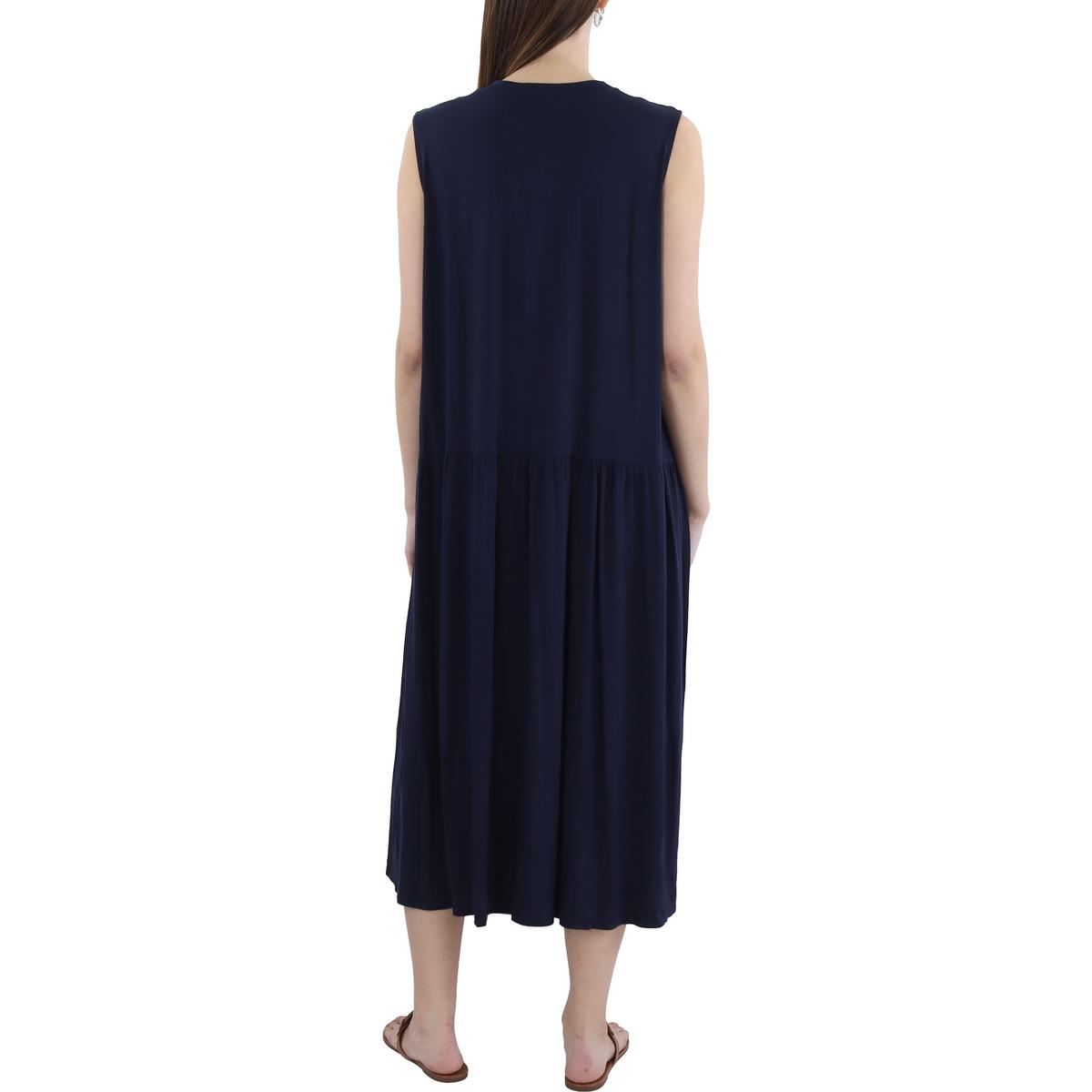 Womens Crewneck Midi Shift Dress