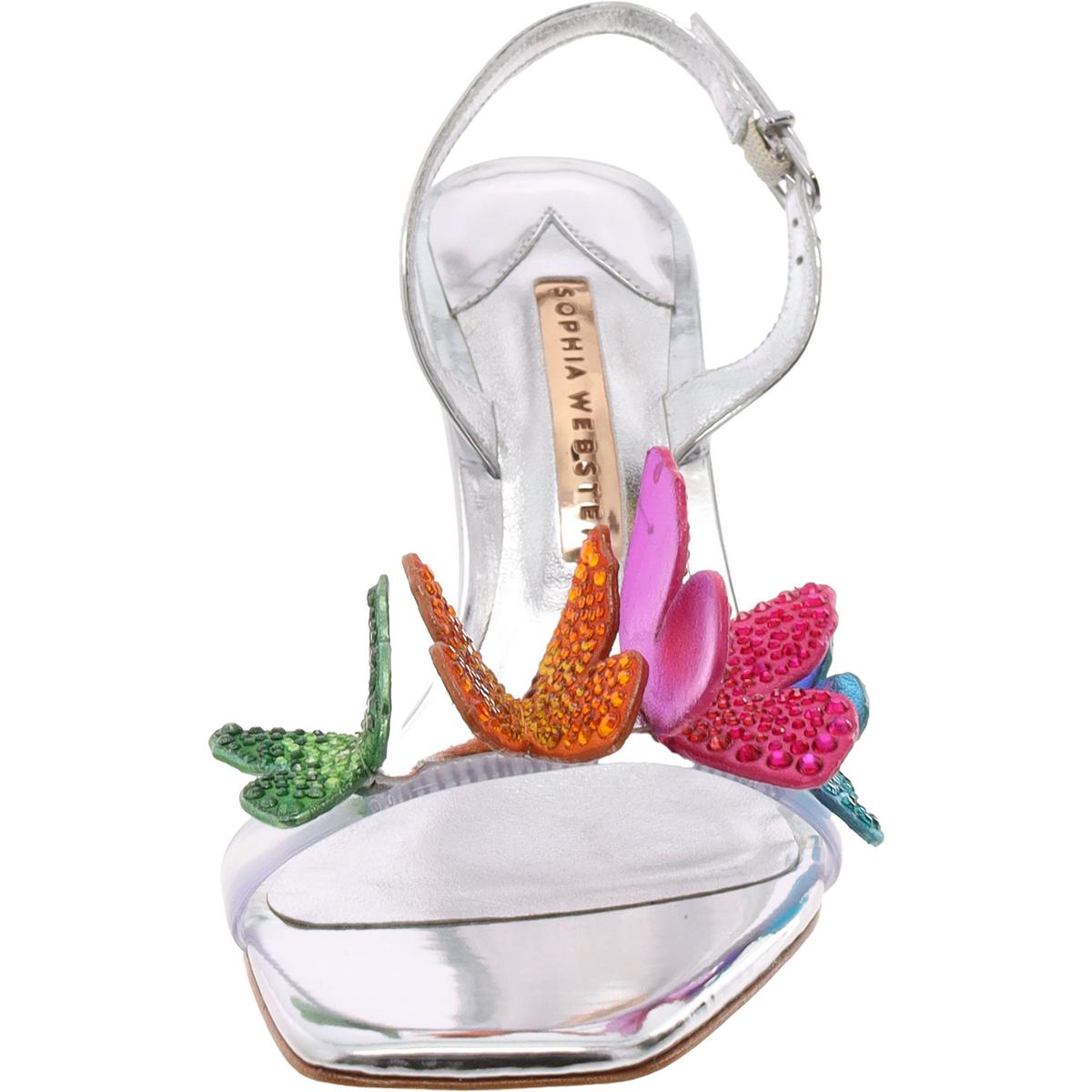 Vanessa Womens Leather Embellished Slingback Sandals