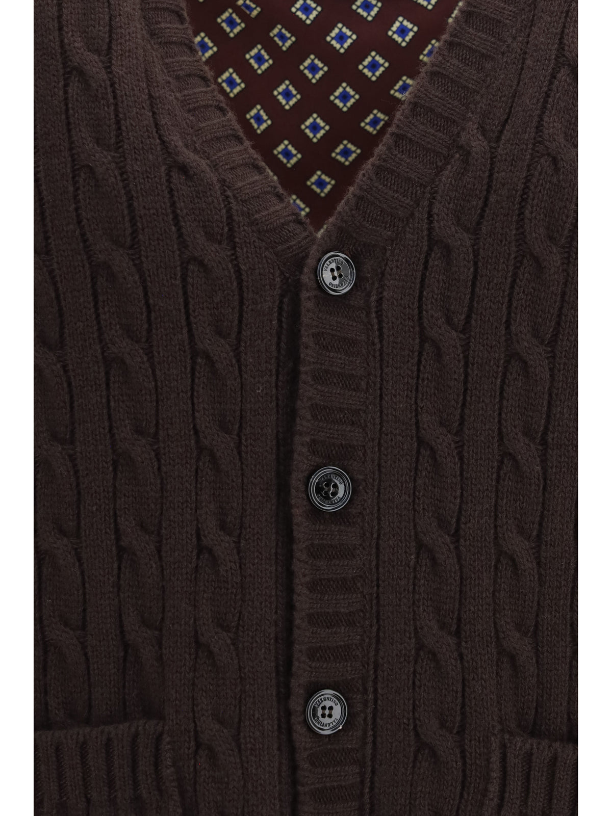 Valentino Men Virgin Wool V-Neck Cardigan