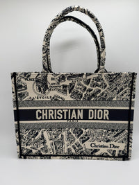 DIOR BOOK TOTE MEDIUM PLAN DE PARIS - WHITE BLUE