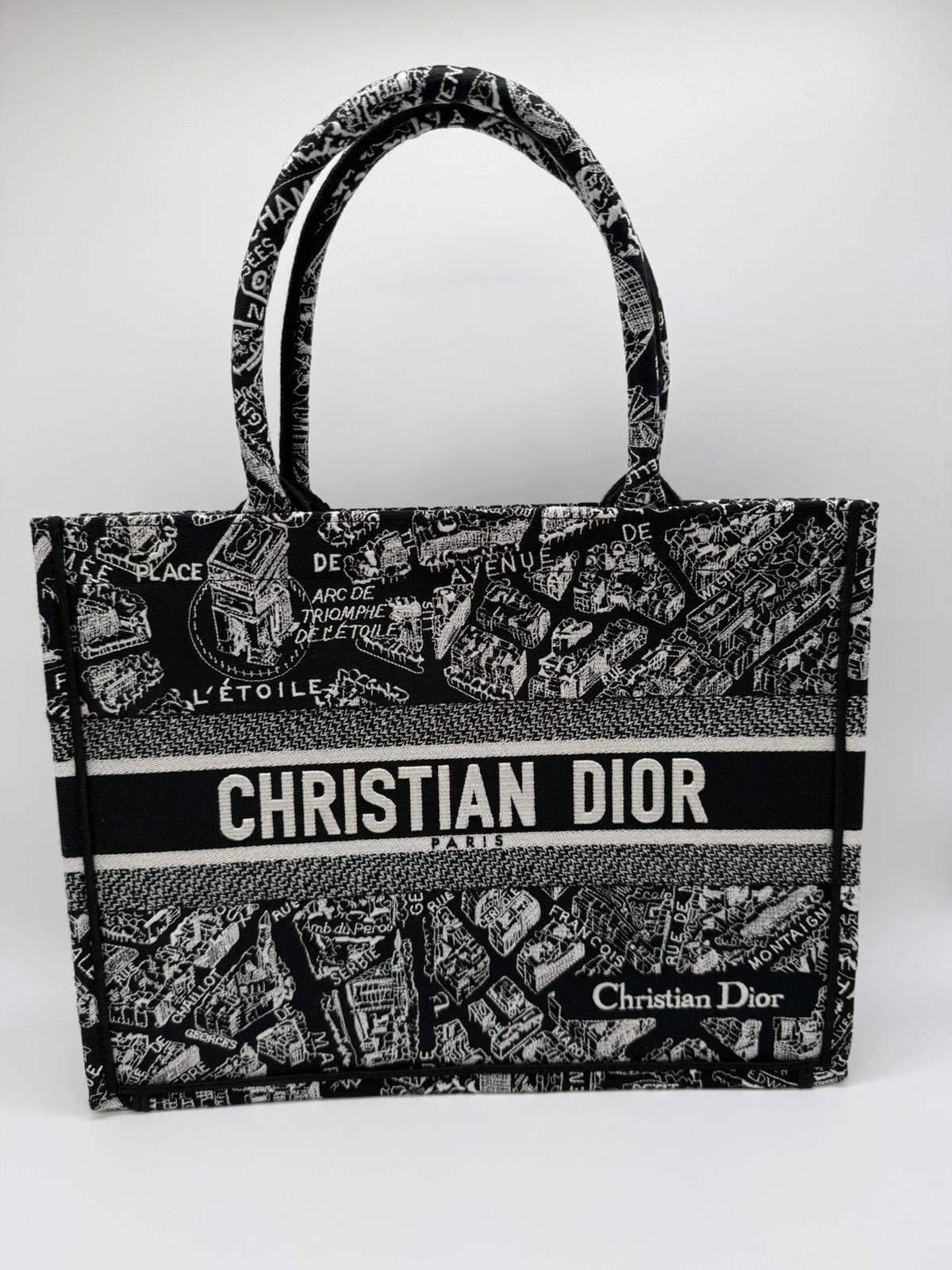 DIOR BOOK TOTE MEDIUM PLAN DE PARIS M1296ZOMP - BLACK & WHITE