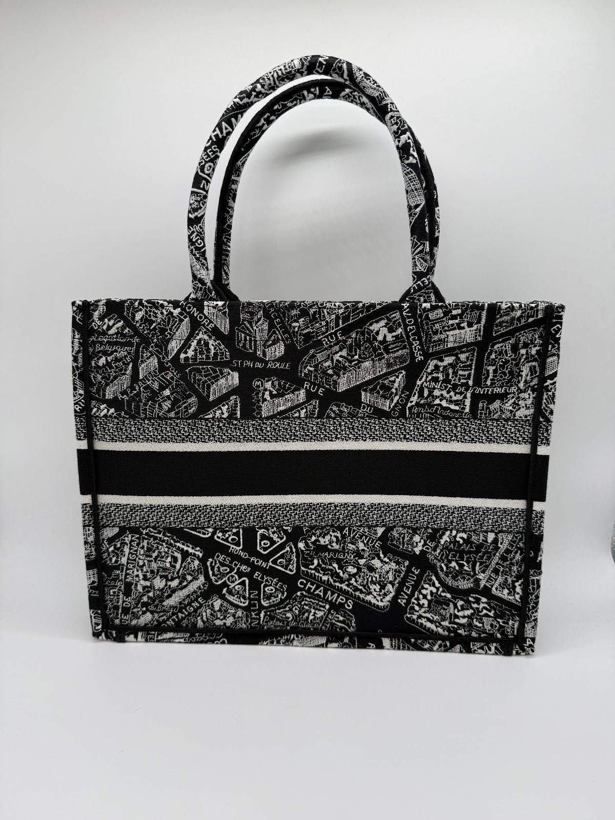 DIOR BOOK TOTE MEDIUM PLAN DE PARIS M1296ZOMP - BLACK & WHITE