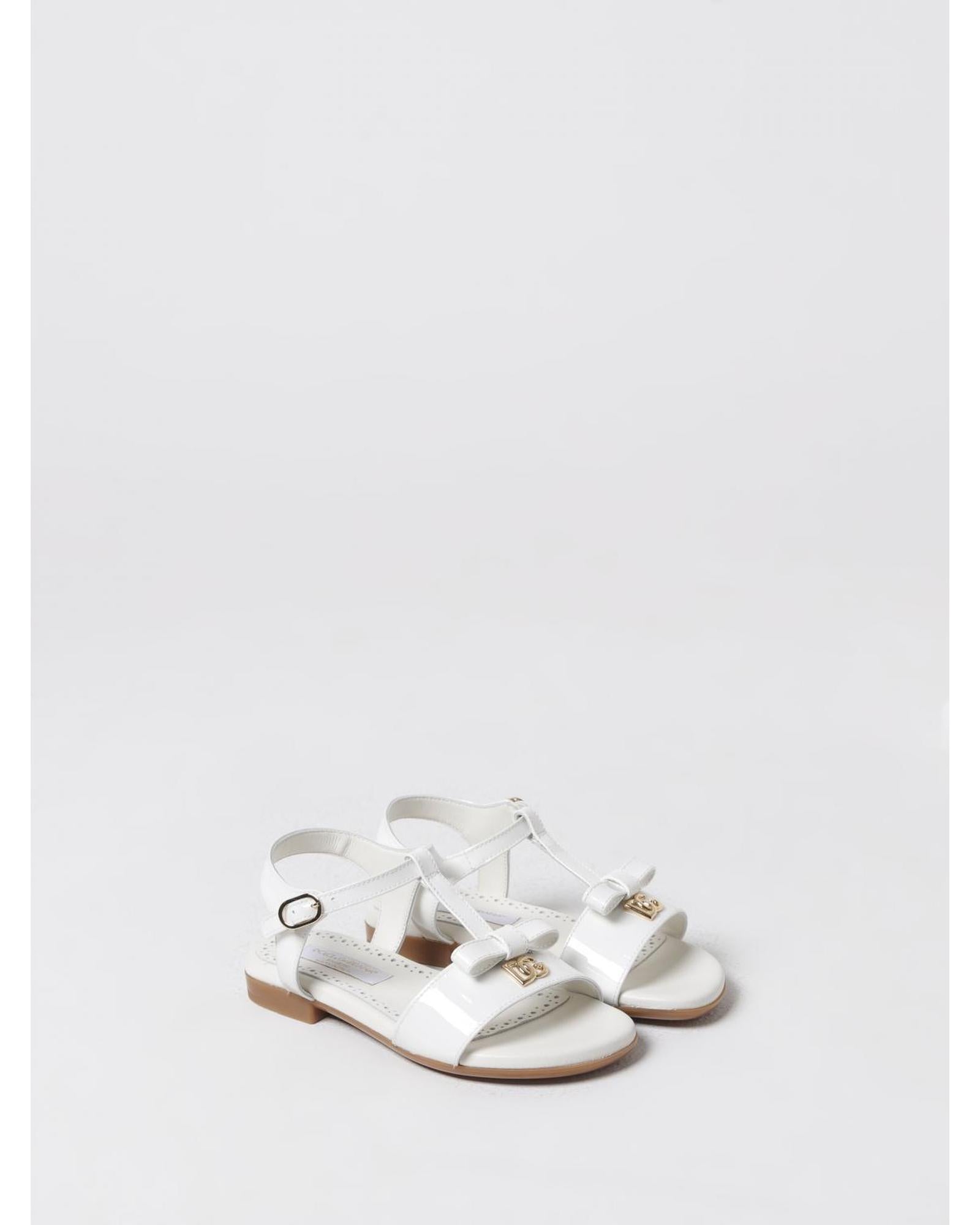 Dolce & Gabbana Girls Flat Buckle Sandals Kids Milk Shoes