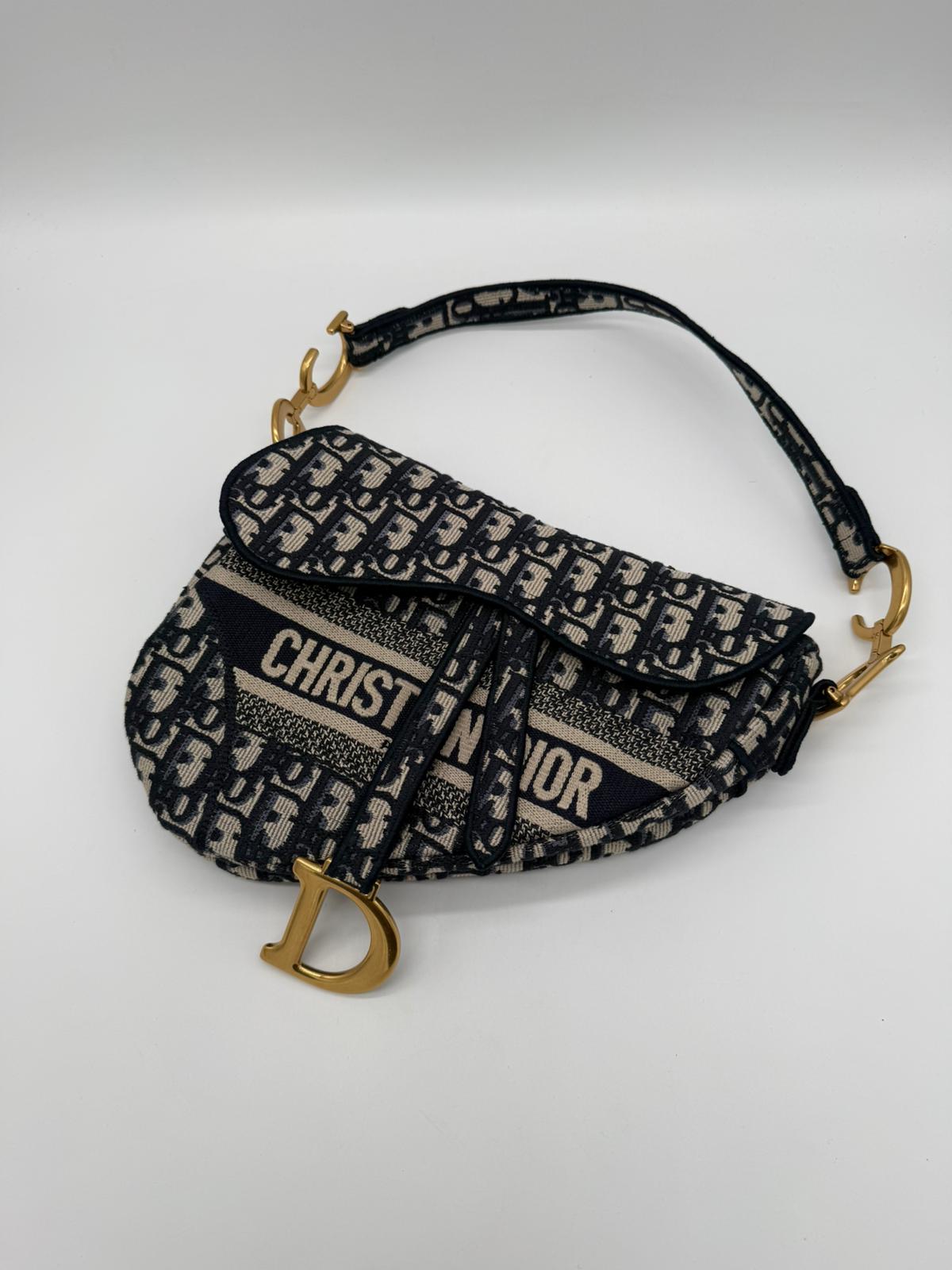 DIOR SADDLE BAG OBLIQUE EMBROIDERY M0446CRIW - Medium BLUE