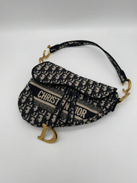 DIOR SADDLE BAG OBLIQUE EMBROIDERY M0446CRIW - Medium BLUE