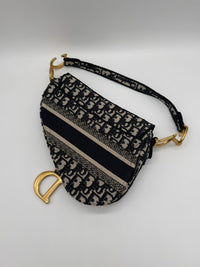 DIOR SADDLE BAG OBLIQUE EMBROIDERY M0446CRIW - Medium BLUE