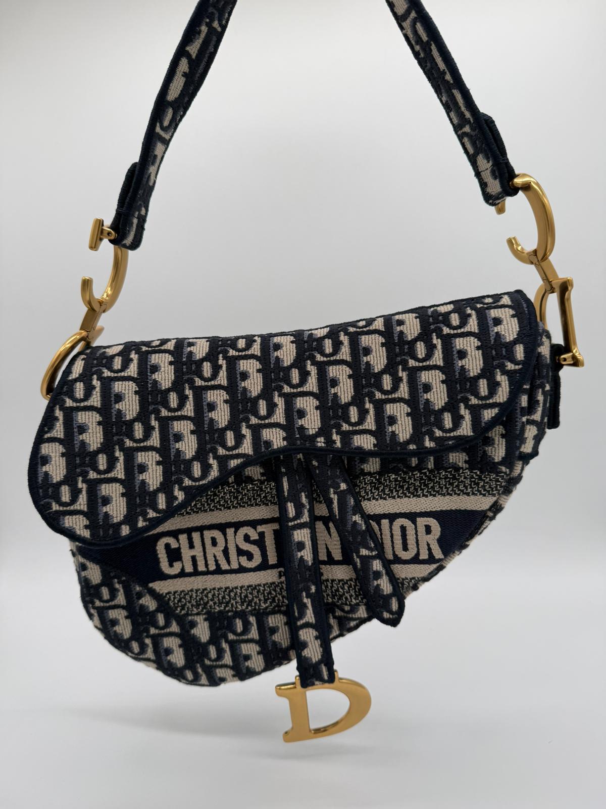 DIOR SADDLE BAG OBLIQUE EMBROIDERY M0446CRIW - Medium BLUE