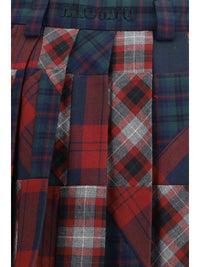 Miu Miu Women Pleated Patchwork Tartan Mini Skirt