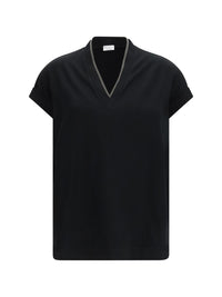 Brunello Cucinelli Women Cotton T-Shirt With Embellishments