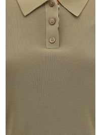Burberry Women Knit Polo With Check Trim