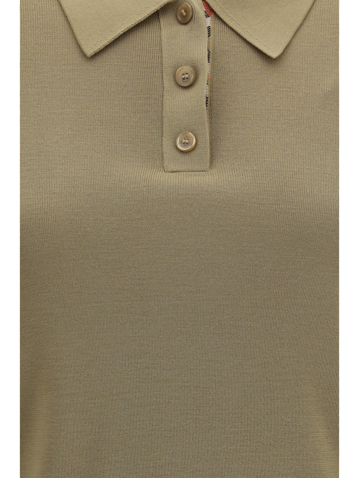 Burberry Women Knit Polo With Check Trim