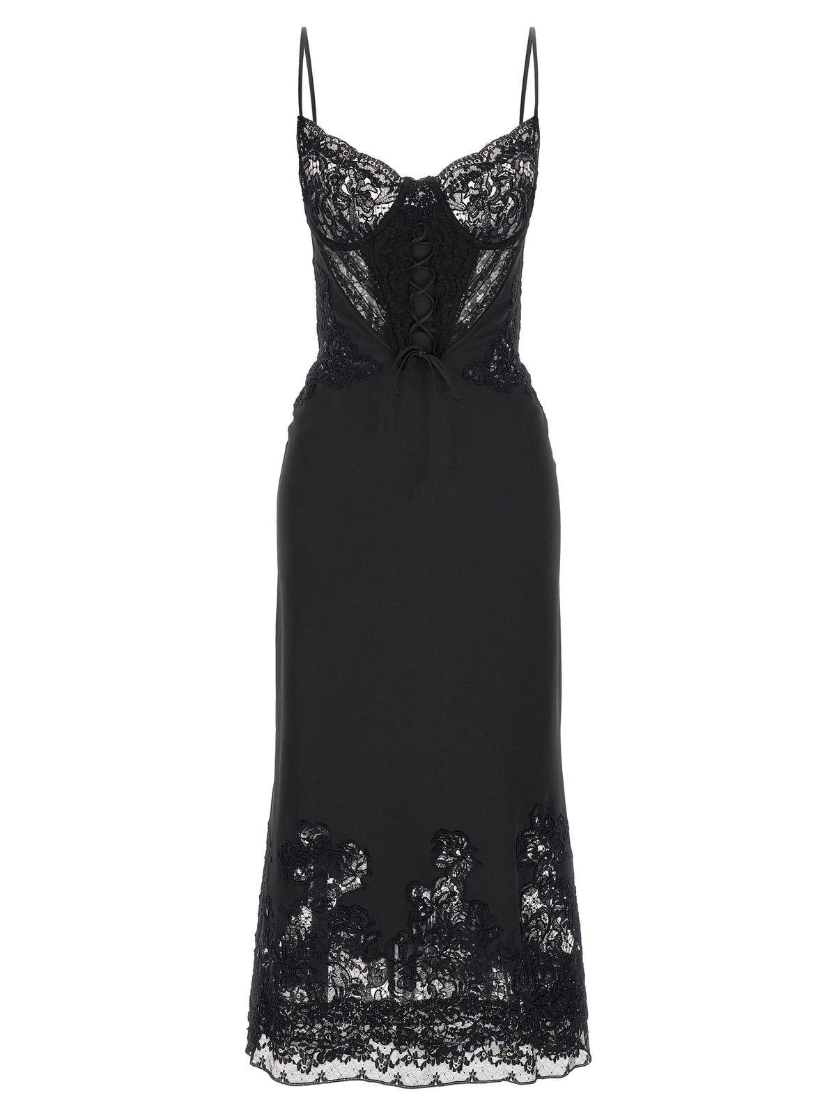 Ermanno Scervino Women Rebrodé Lace Lingerie Dress Black