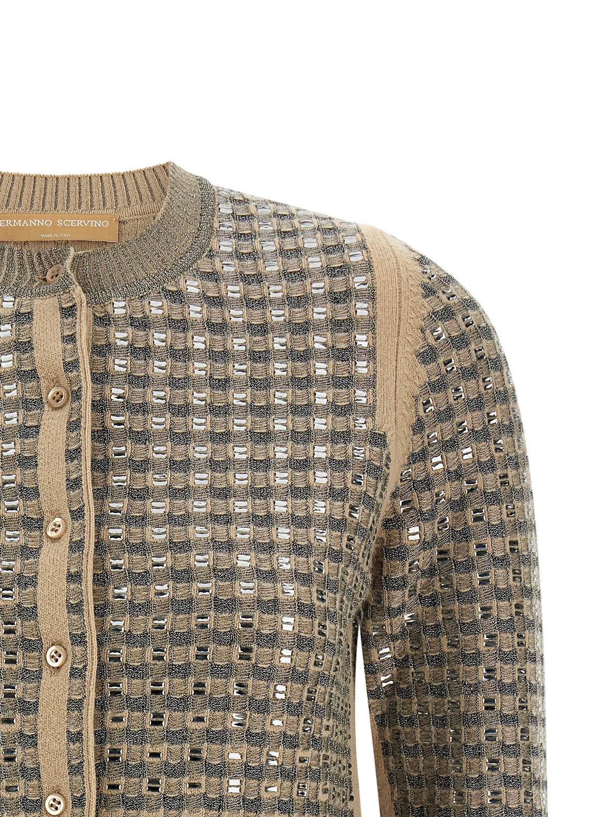Ermanno Scervino Women Check Cardigan With Crystals