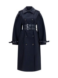 GANNI Ganni Women Double-Breasted Cotton Trench Coat With Double Belt