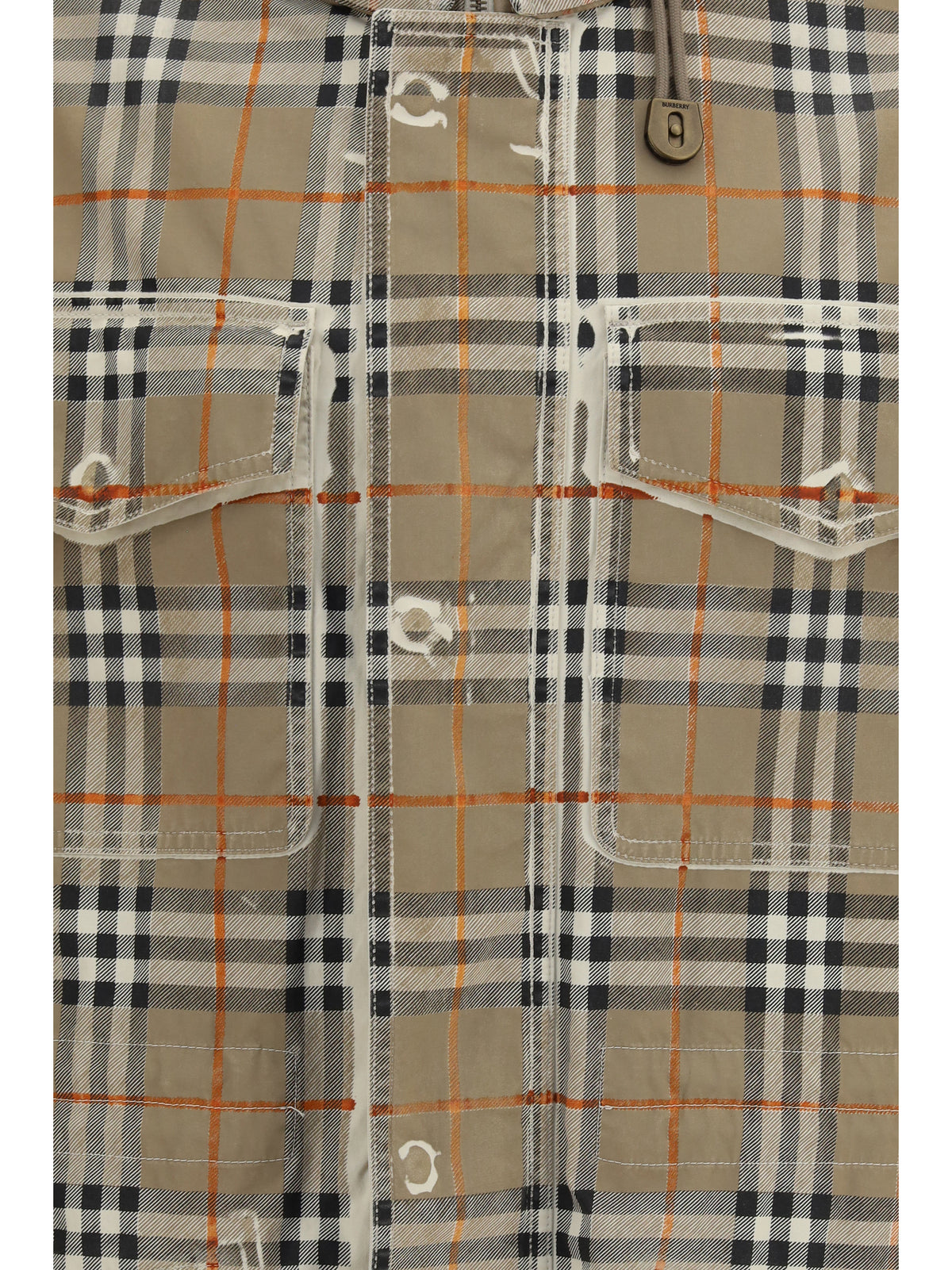 BURBERRY Burberry Men Gabardine Parka With Faded Check Print