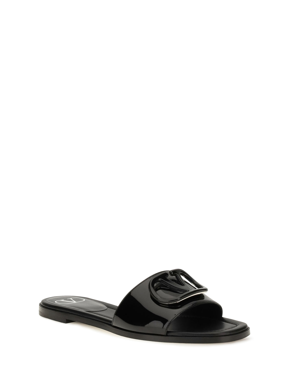 Valentino Garavani Women Vlogo Patent Leather Slide Sandals