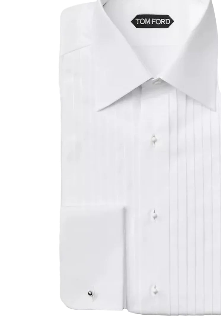 Tom Ford Men's White 100% Cotton Tuxedo Button Down