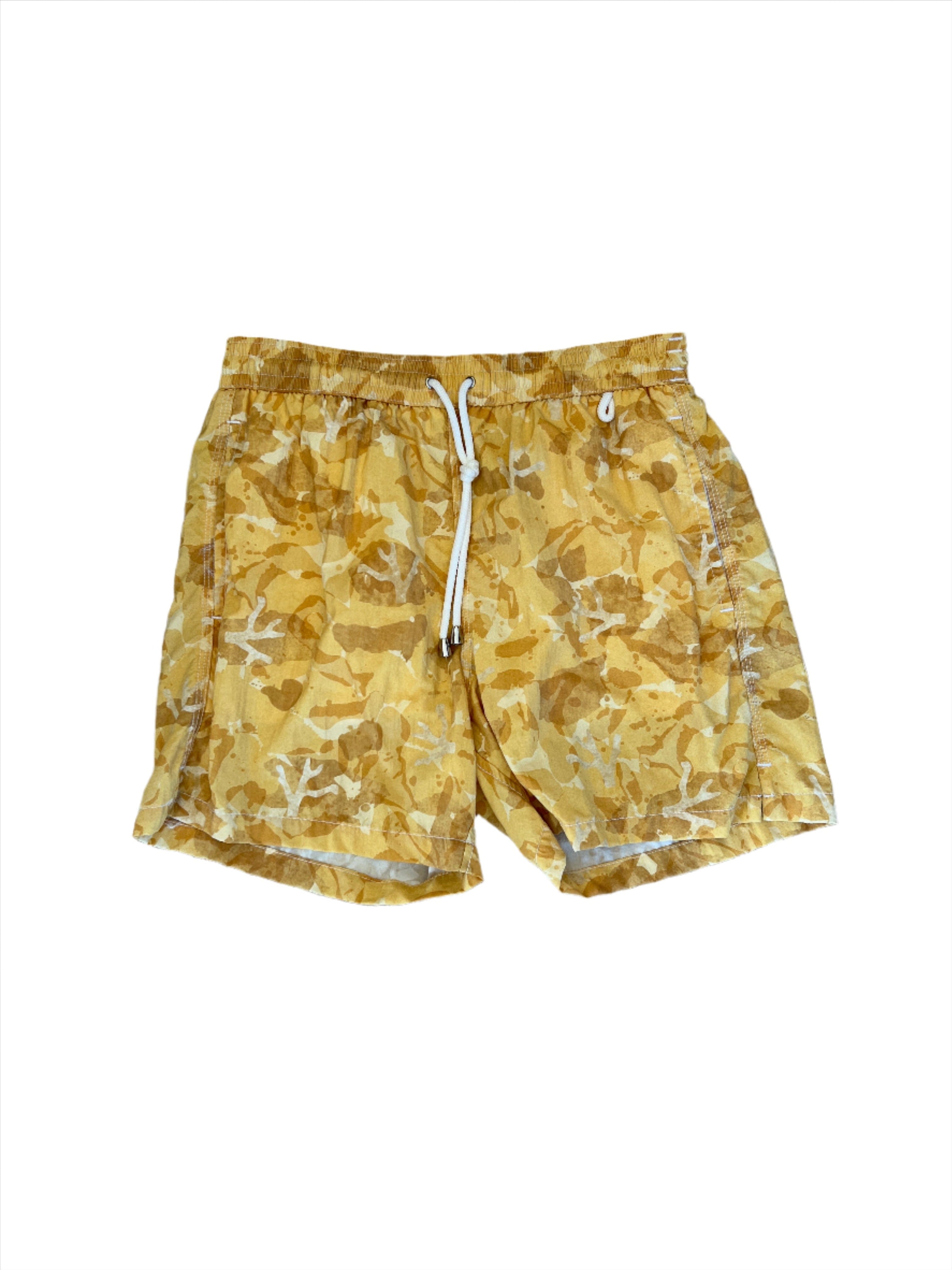 Isaia New Mens Yellow Camouflage Swim Trunks1