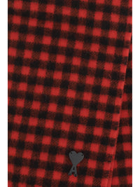 AMI PARIS Ami Paris Men Ami De Coeur Checked Wool Scarf