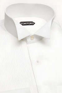 Tom Ford Cotton French-Cuff Tuxedo Shirt White