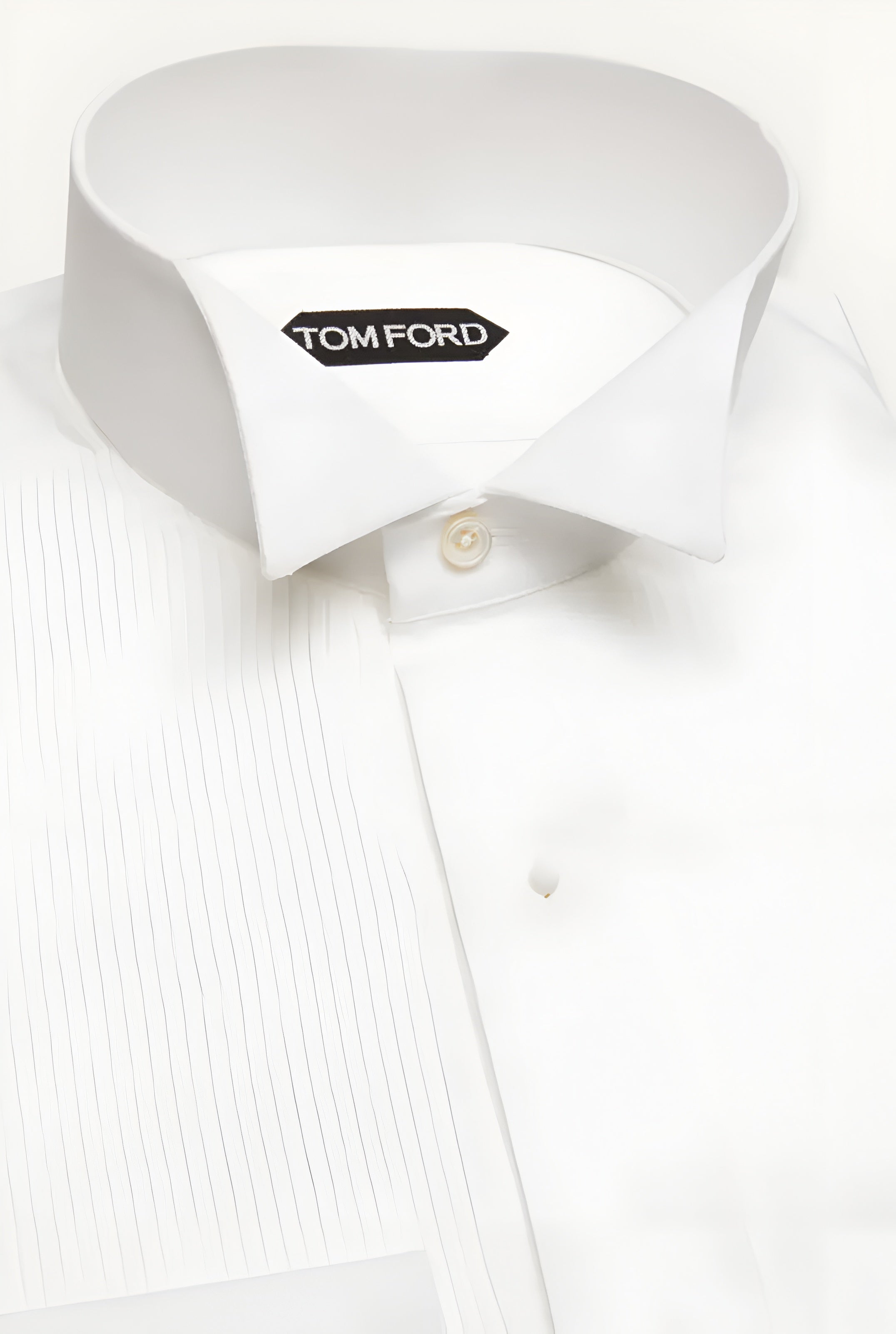 Tom Ford Cotton French-Cuff Tuxedo Shirt White