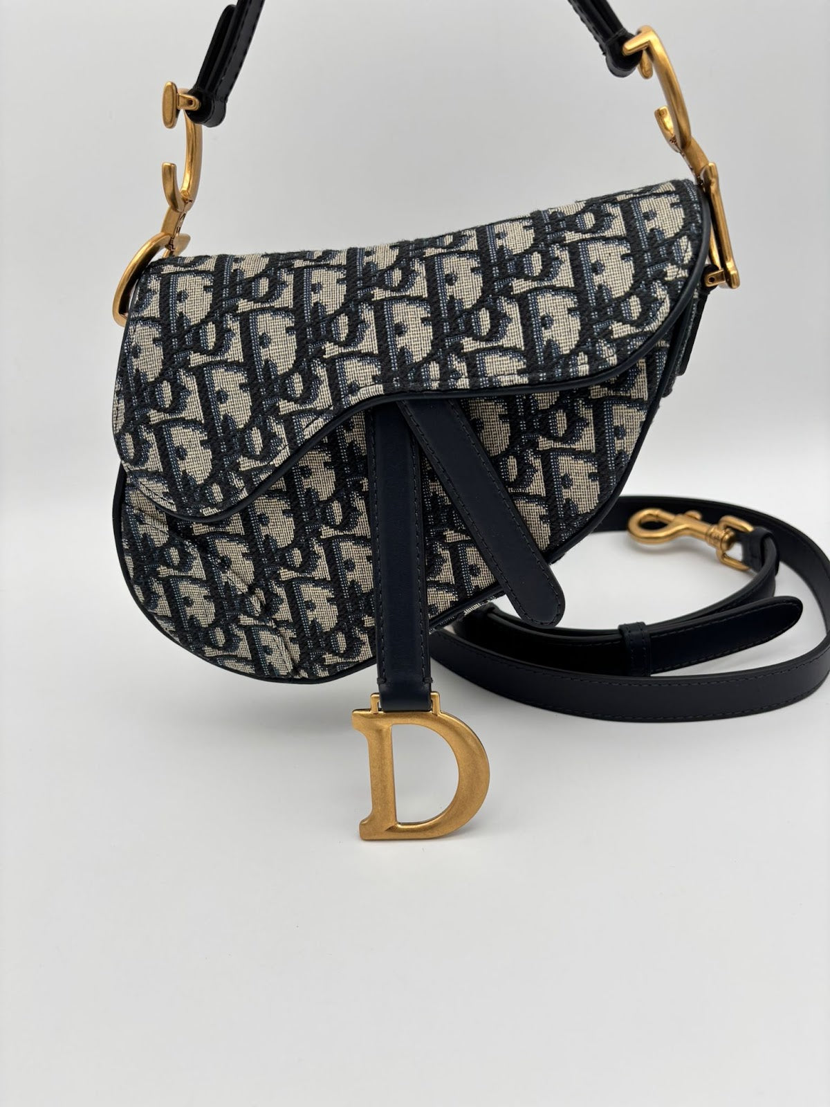 DIOR SADDLE CHAIN POUCH OBLIQUE JACQUARD CANVAS small S5907CTZQ - BLUE