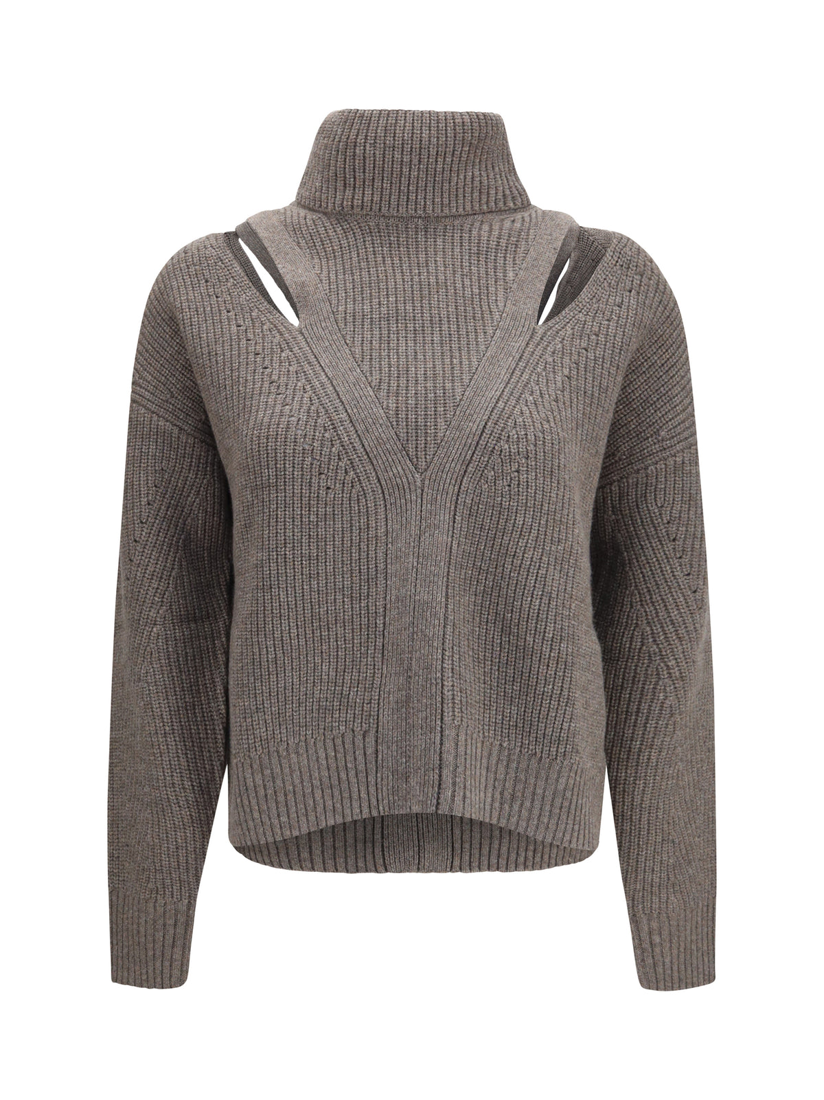 P.A.R.O.S.H. Women High-Neck Sweater With Perforated Shoulders