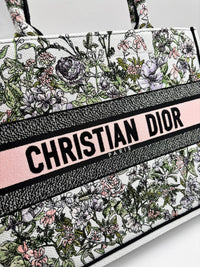 DIOR BOOK TOTE MEDIUM M1296 - Floral Embroidery White Multicolor